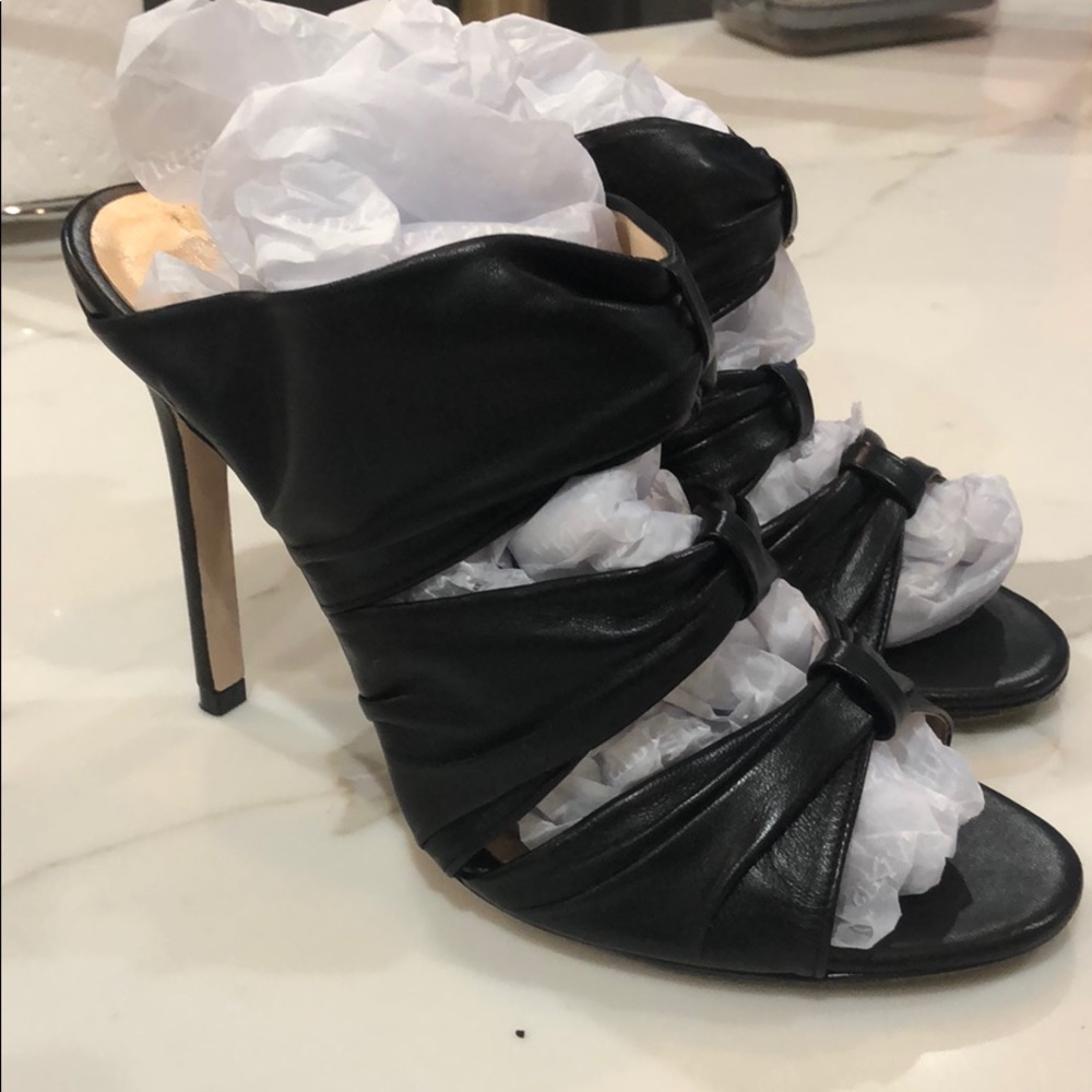 NEW Christian Siriano black leather heels